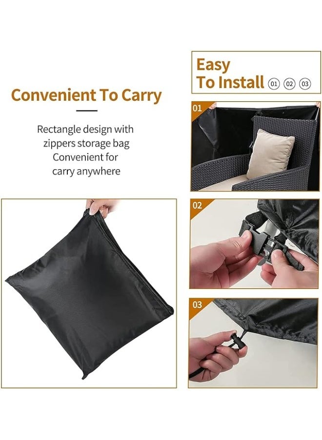 غطاء أثاث الحديقة والفناء مقاومة للماء واقية من قماش اوكسفورد شديدة التحمل مقاومة للأشعة فوق البنفسجية لطاولة مربعة ومستطيلة وكرسي كنبة في الأماكن الخارجية من مقاس 80 سم × 2.5 م × 2. م - Image 4